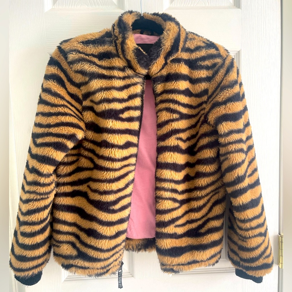 Art Class Girls Tiger Print Fleece Jacket, XL (14/16)
